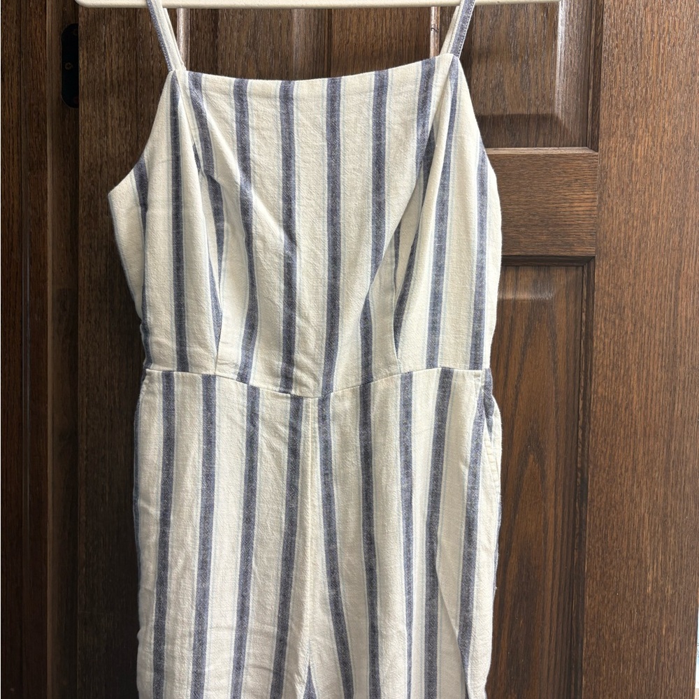 Old Navy Blue and White Women’s Striped Jumpsuit